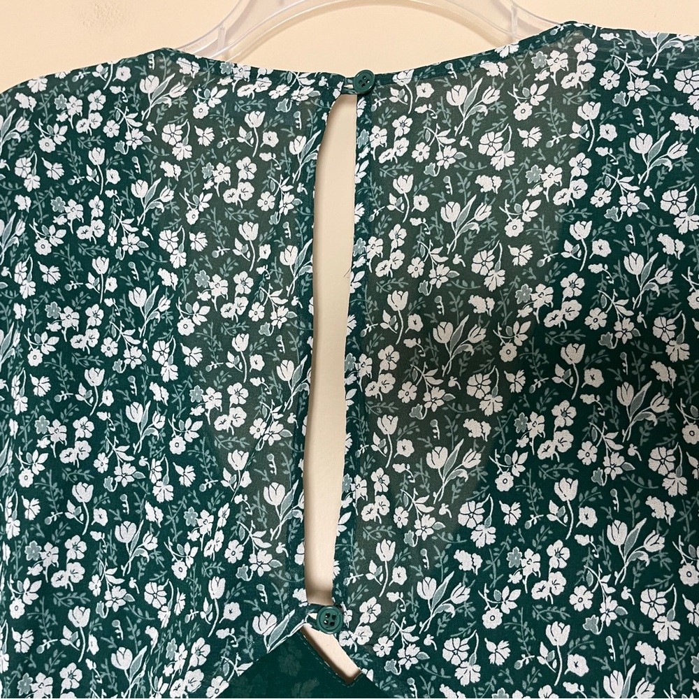 Reformation Elenor Green Ditzy Floral Long Sleeve Mini Dress 12 Cottagecore - Picture 8 of 12